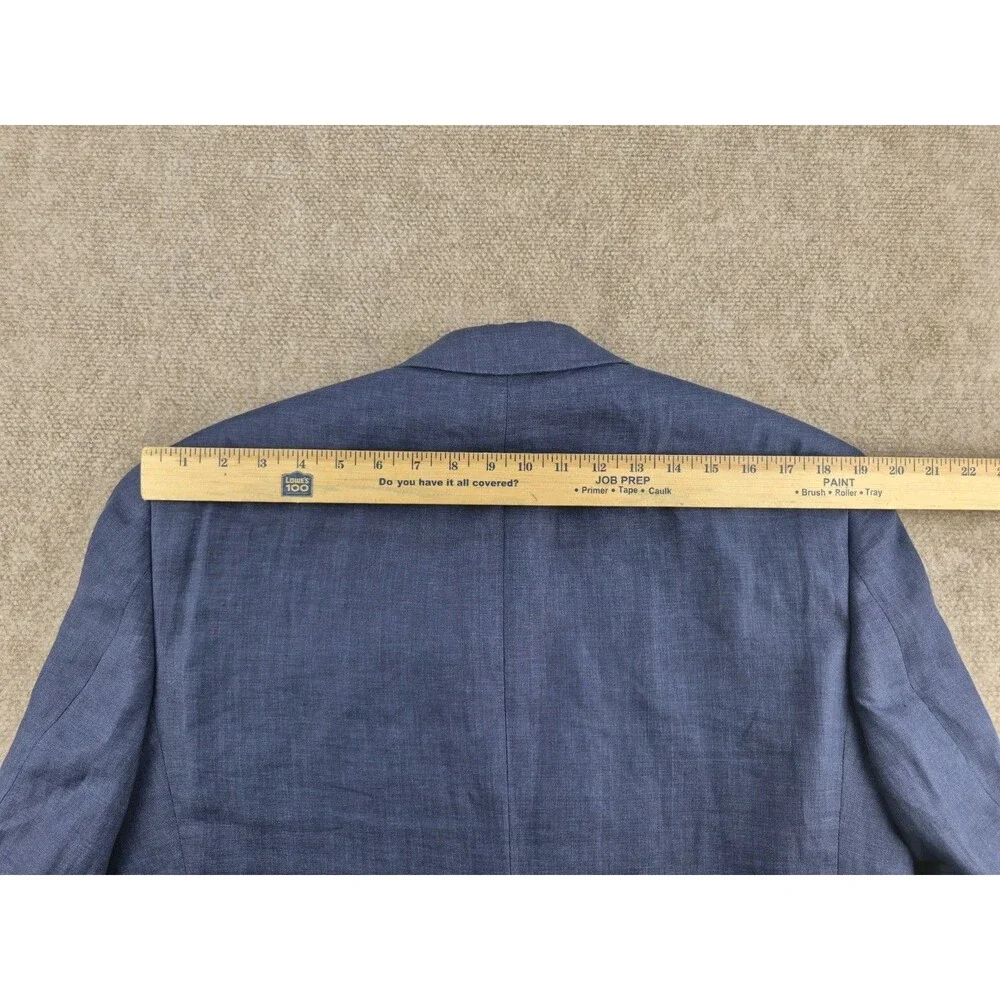 Haspel Sport Coat Men Sz 38 Short  100% Linen Navy Blue Semi Lined Jacket Summer
